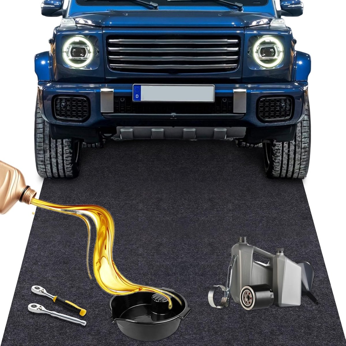 Garagemat, oliemat, 100 x 200 cm, premium garage, olieverzamelmat, olieverzamelmat, motorfiets, werkbank, mat (zwart, 100 x 300 cm)