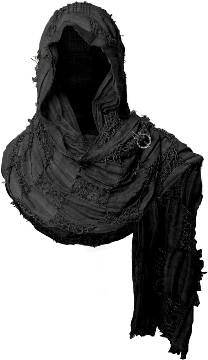 Wikkelcape, schouderdoek, lange doek met broche van linnen, Halloween, vintage, goth-cape