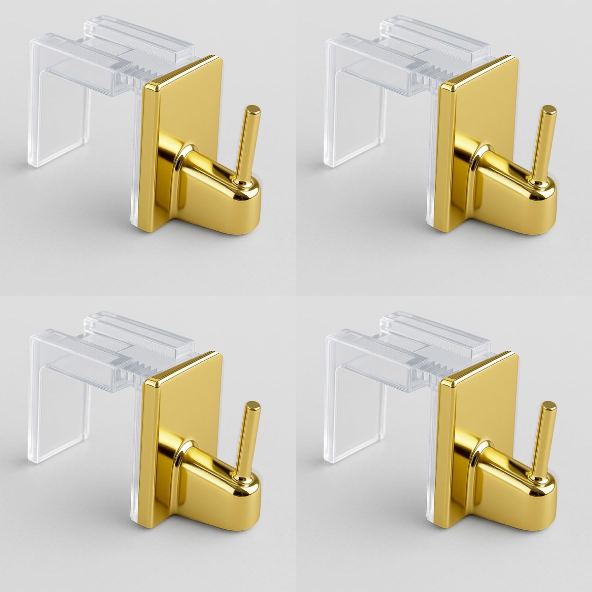 4 stuks Gordijnroedehouders - Boorvrij Verstelbaar Transparant - Voor raamgordijnen - Goud, 15-26 mm