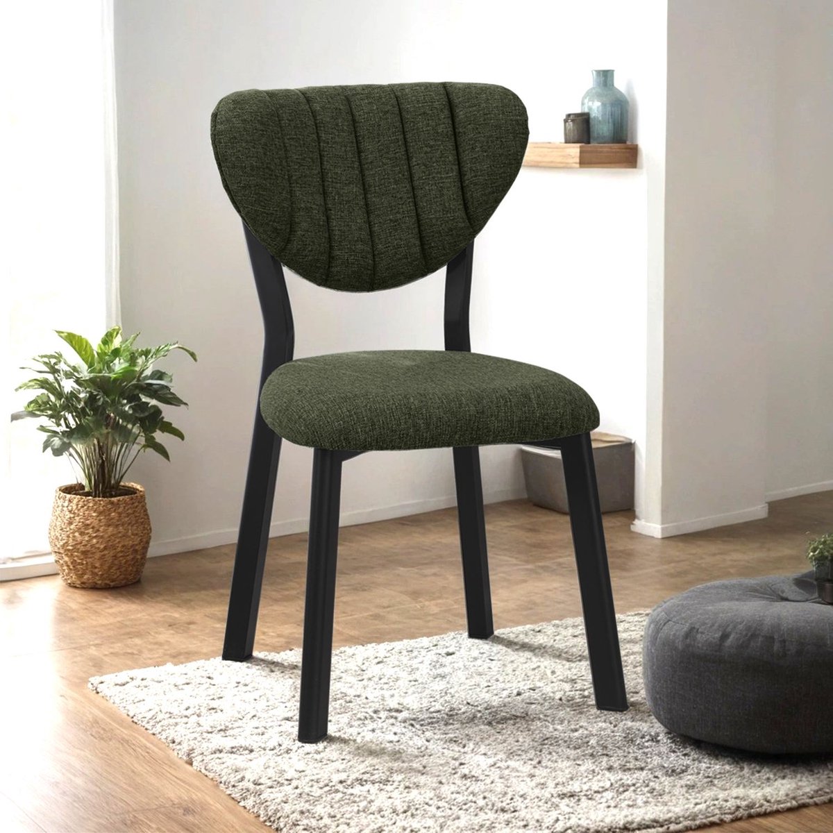 Asir - Eetkamerstoel - Groen - 47 x 45 x 85 cm