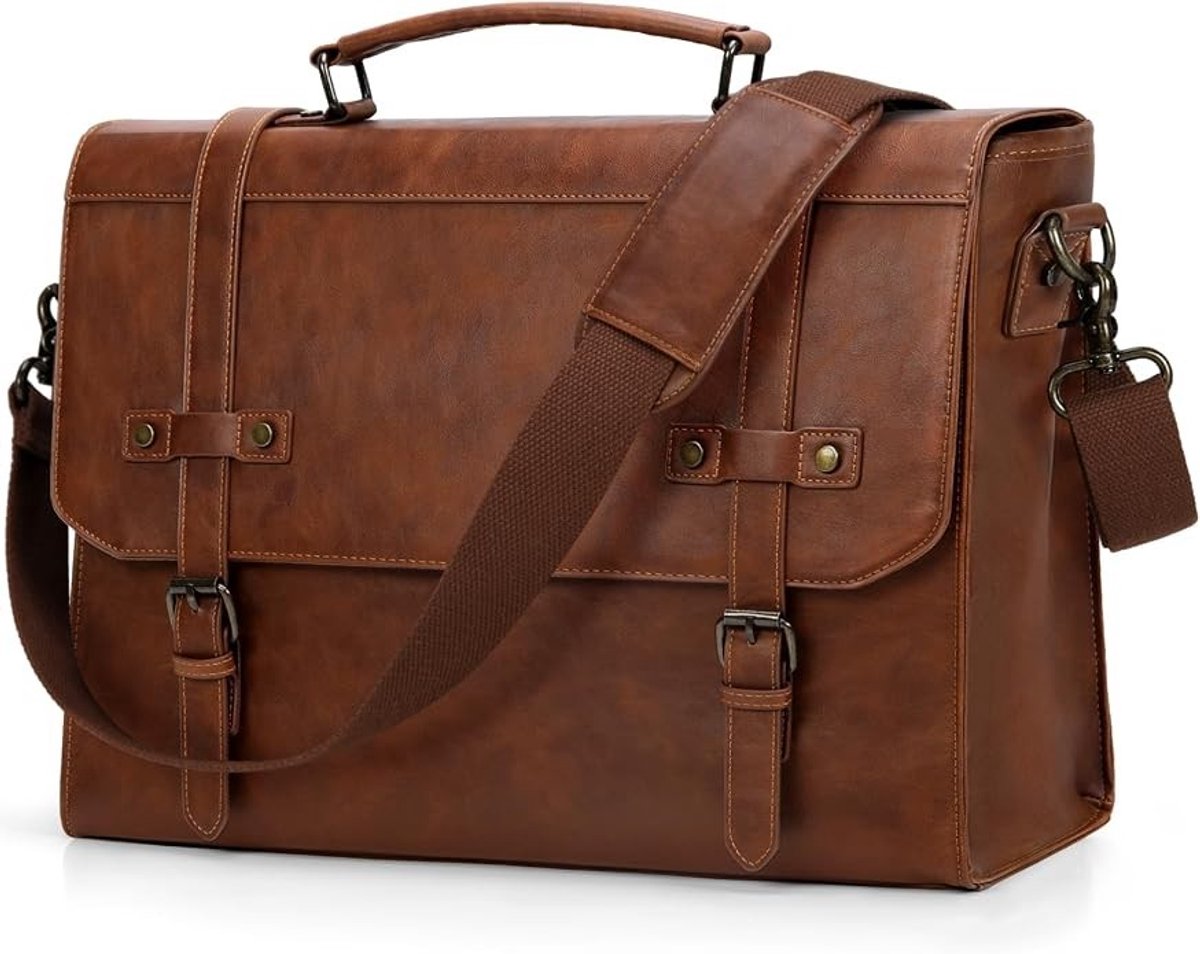 PolkaHome Vintage Aktetas Laptoptas 17.3 inch Waterdicht