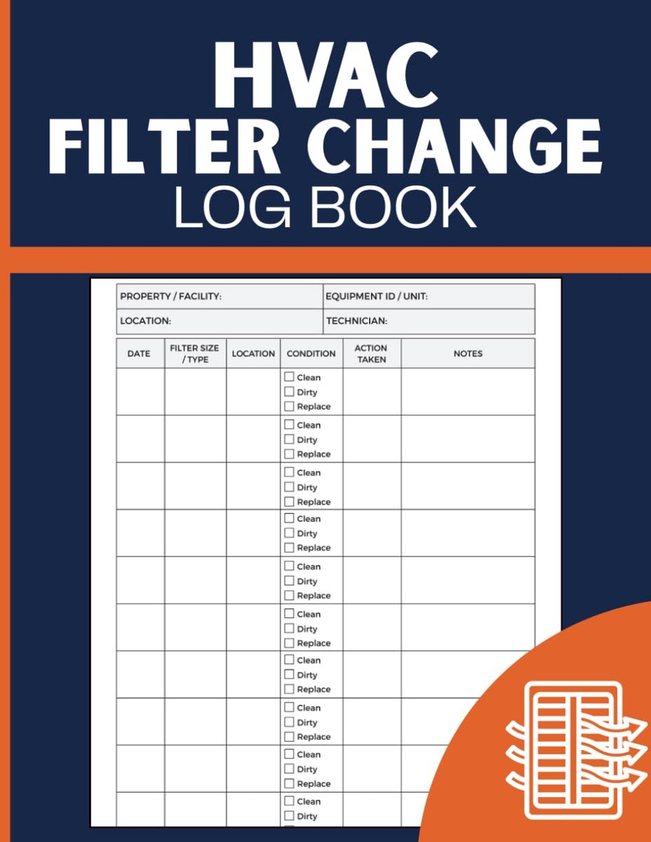 HVAC Filter Change Log Book: Record Filter Maintenance, Equipment Inspections, Service Visits and Replacement - ShopVlot