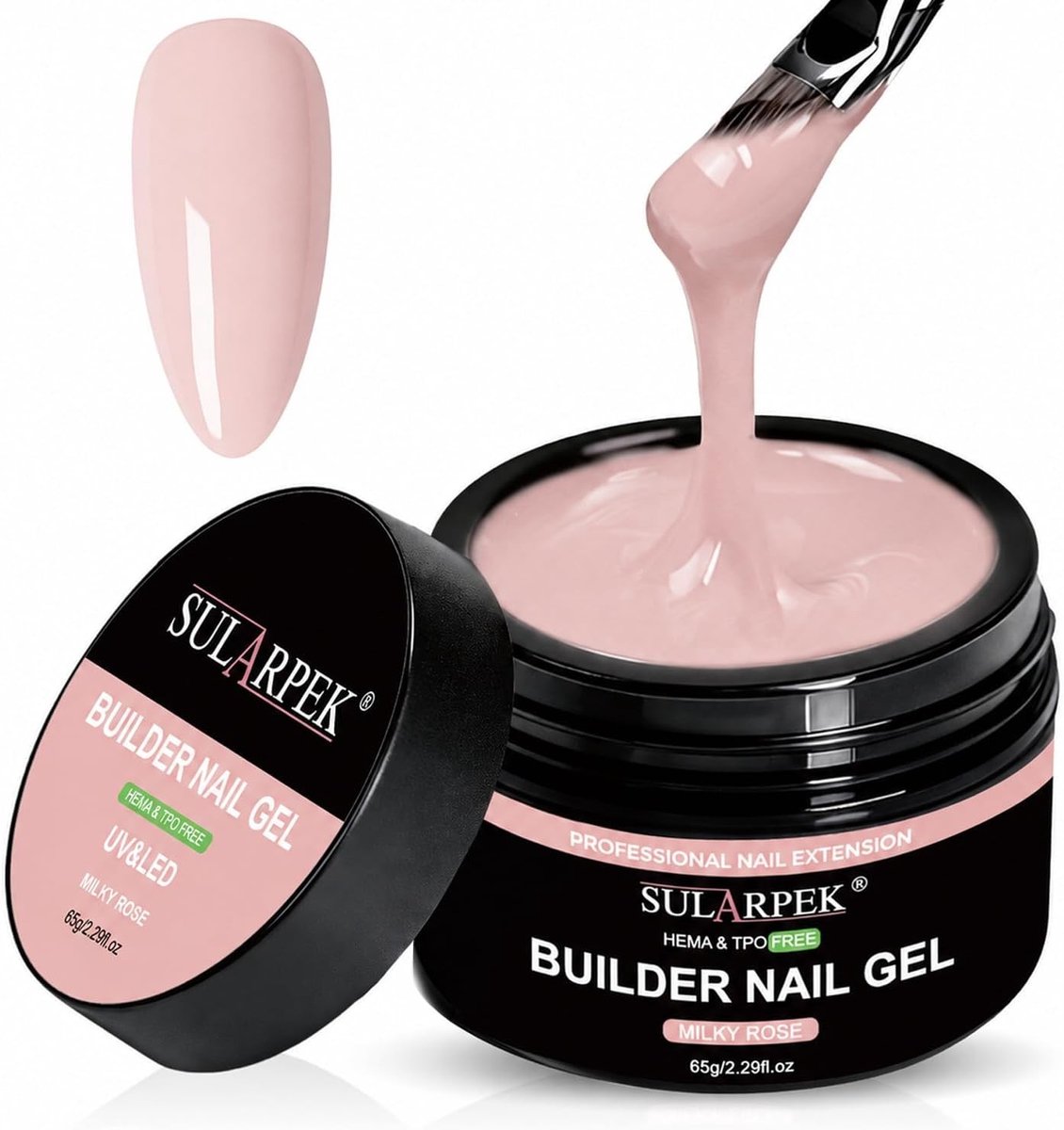 Gel nagels starterspakket - Milky Rose - 65 ml - Natuurlijke Hars Opbouwgel - Voor Nagelverlenging en Versterking