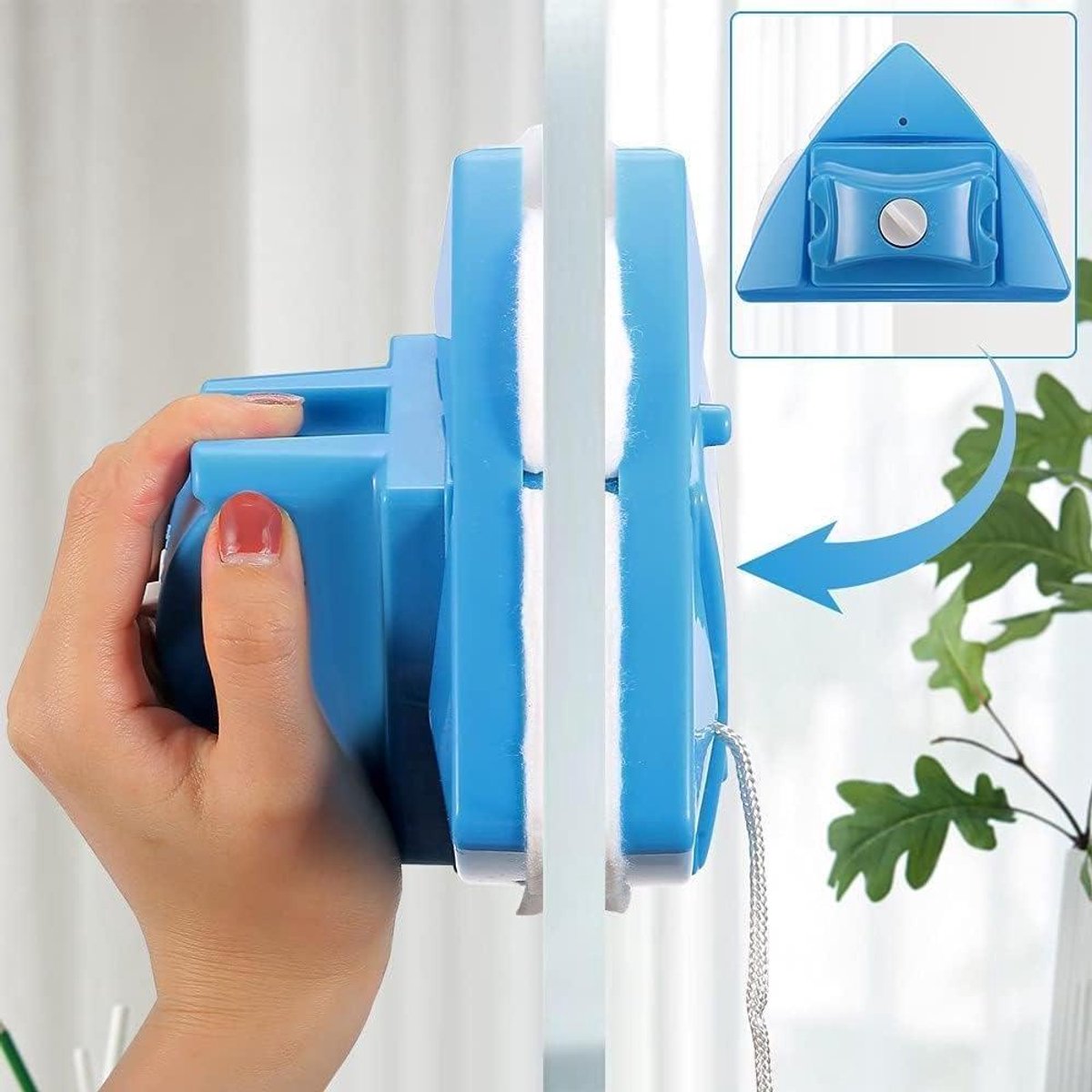 Magnetische Glasreiniger - Dubbelzijdig Systeem - Ramen Schoonmaken - Verstelbare Dikte - 4-30 mm Glas - Blauw