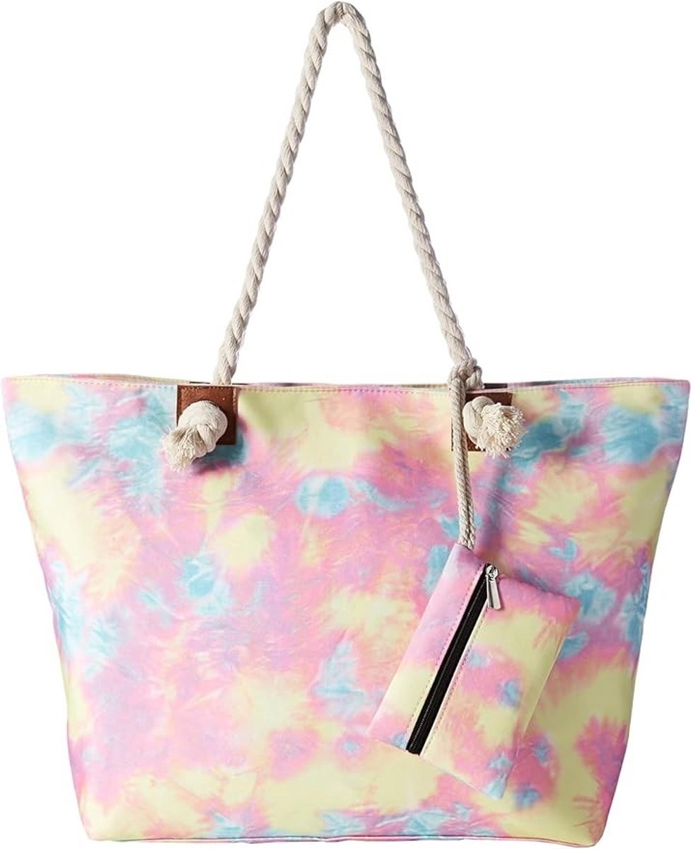 PolkaHome Strandtas XXL - Grote badtas met rits - Tote bag met tie-dye patroon