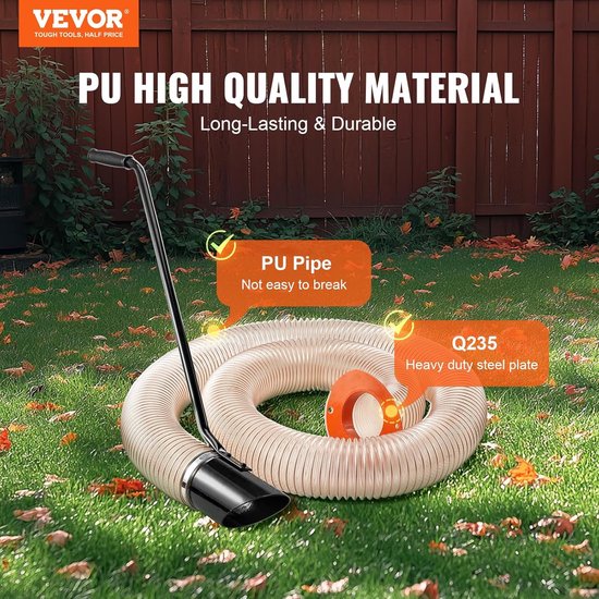 Houtversnipperaar Accessoires - Bladzuiger Kit - Tuin Opruimen - 4 Meter Zuigslang - 10 cm Diameter - Zwart Oranje — afbeelding 2