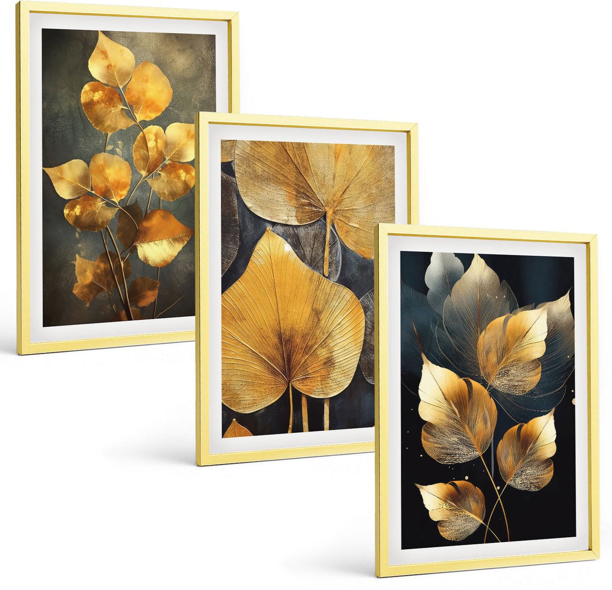 Coloray 3-Delige Schilderij Set - Eiffeltoren In Grijs Met Rode Accenten - 40 x 40 cm En 40 x 60 cm - Moderne Wanddecoratie - Woonkamer - Woonkamer Decoratie