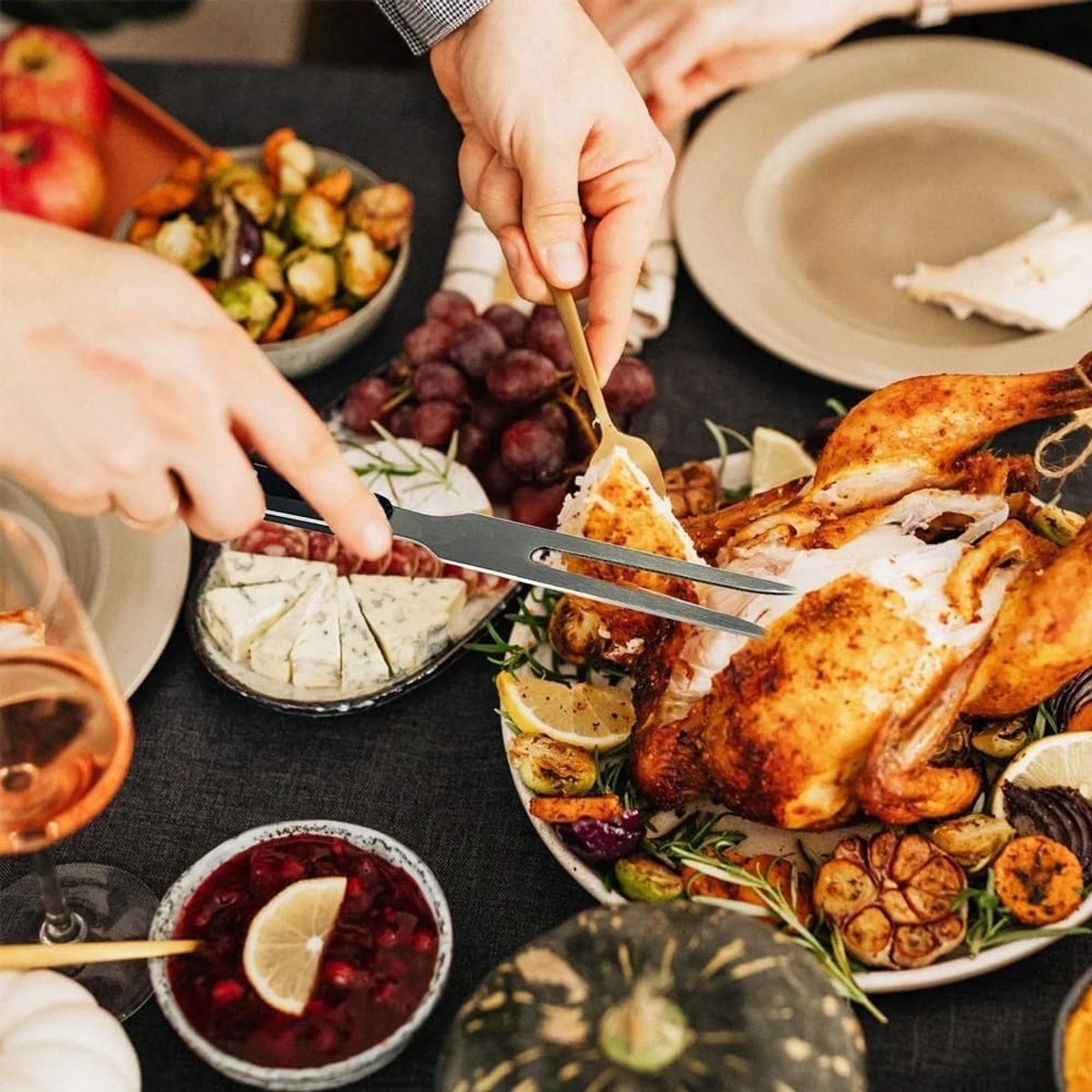 Robuuste Vleesvork van RVS met Houten Handvat, 26.5 cm, Ideaal voor Grillen, Fondue en Pulled Pork