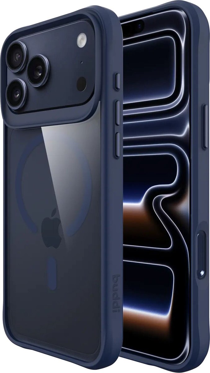 Buddi Hybrid - Hoesje Geschikt voor Apple iPhone 18 Pro - Compatibel met MagSafe - Back Cover met Magneet - Magnetische Beschermhoes - Case Transparant Blauw