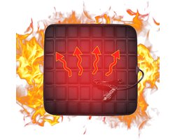 Autostoelverwarmingskussen - Winterverwarming - Antislip siliconenstof - Constante temperatuurverwarming - USB-aansluiting - Autoverwarmingskussen - Geschikt voor 2A stroom - 12V - Vermogen 8W - USB-aansluiting - 43*43cm - Zwart