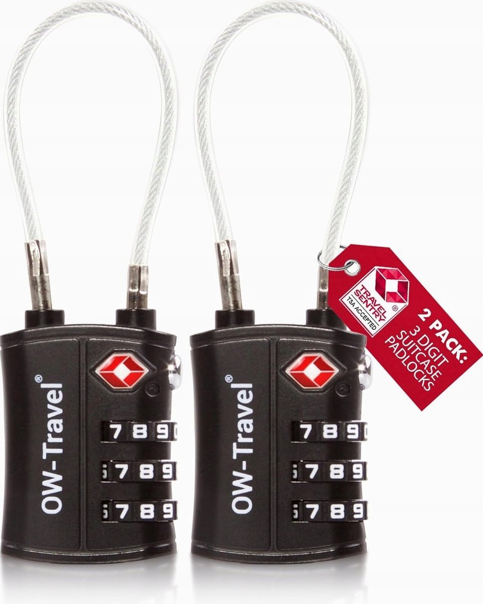 2x TSA Cijferslotbagage Zwart - Stevig en duurzaam