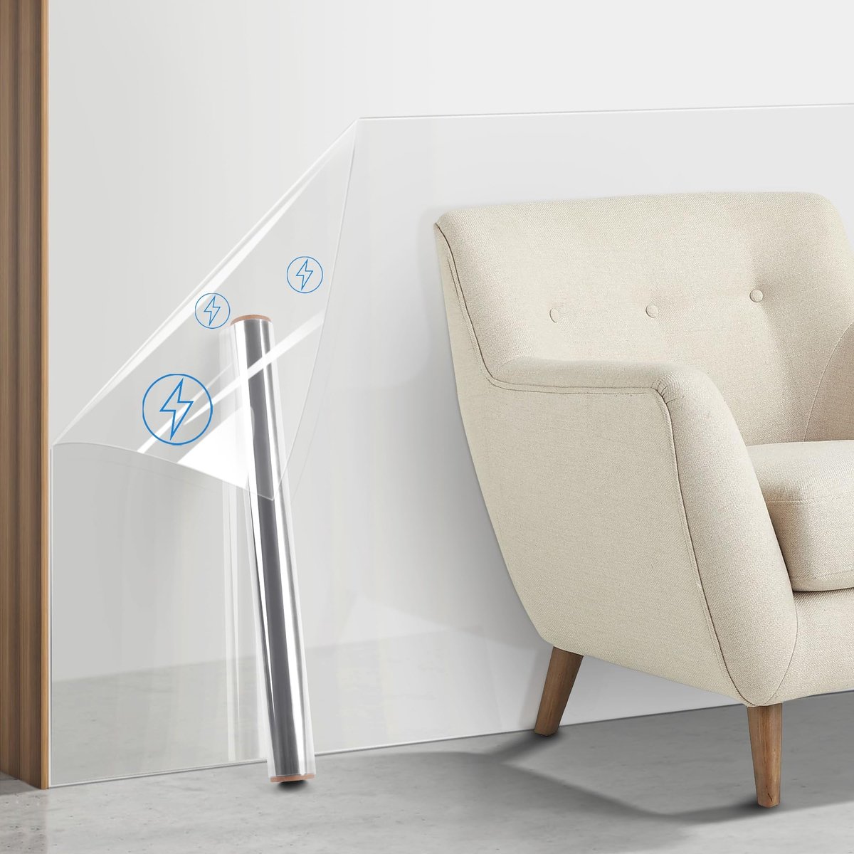 Wandbeschermfolie 40×1000CM - elektrostatisch - transparant - beschermt tegen krassen - ShopVlot