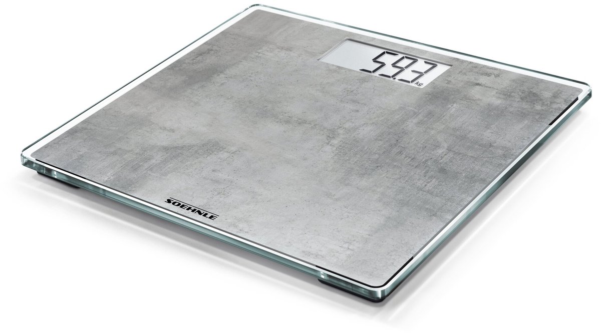 Soehnle personenweegschaal digitaal Style Sense Compact 300 - Betonlook - tot 180 kg - incl. batterijen