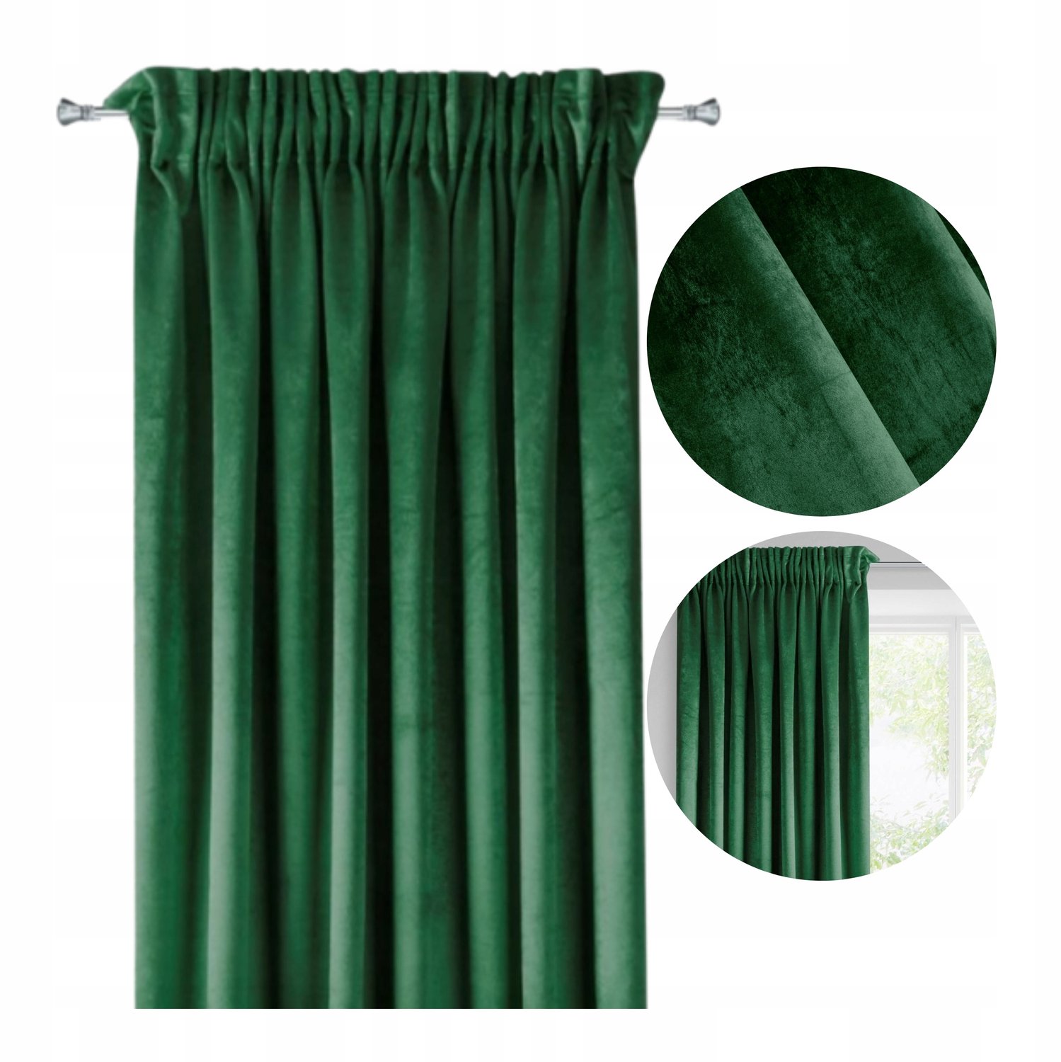 Verduisterende Velours Gordijn 140x250cm Flesgroen - Gordijnband