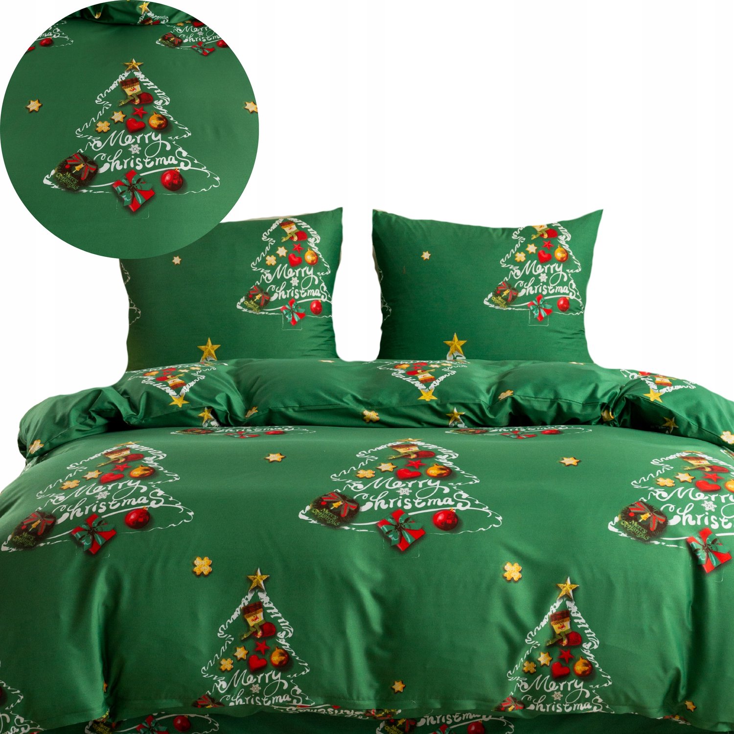 Kerst Dekbedovertrek 200x220cm Katoen Satijn Kerstboom 3-delig
