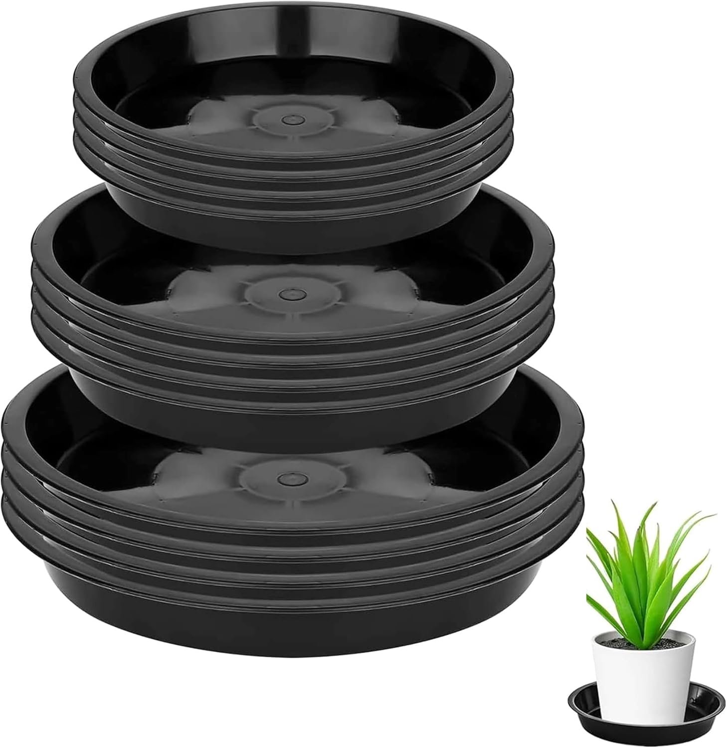 Schotels - inclusief 15,2 cm, 20,3 cm en 25,4 cm maten - duurzame ronde lekbakken voor binnen en buiten - beschermt oppervlakken tegen waterschade - ideaal voor huis