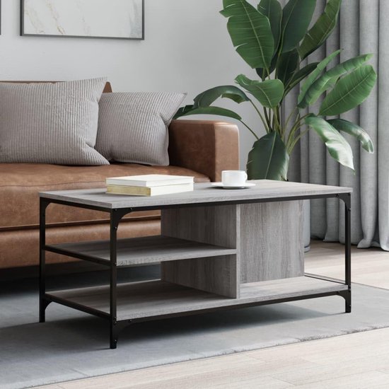 Bijzettafel smalle salontafel kleine woonkamertafel klein rek - salontafel grijs Sonoma 100x50x45 cm hout materiaal voor woonkamer slaapkamer tuin keuken — afbeelding 3