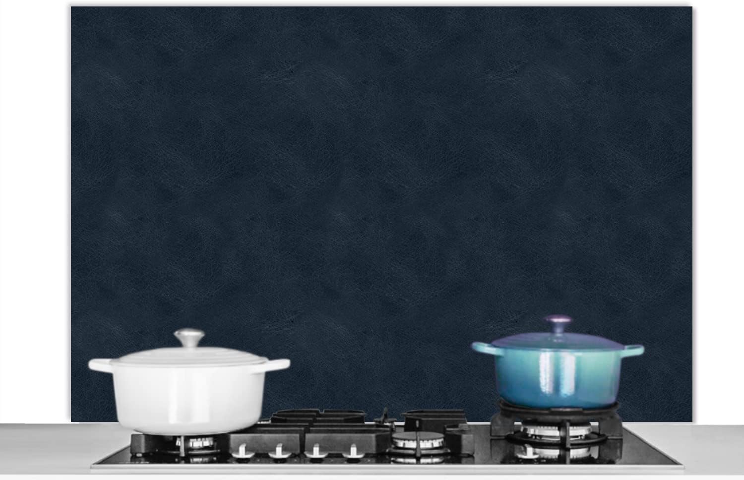 Spatscherm Keuken - 120x80 cm - Leer - Blauw - Dierenhuid
