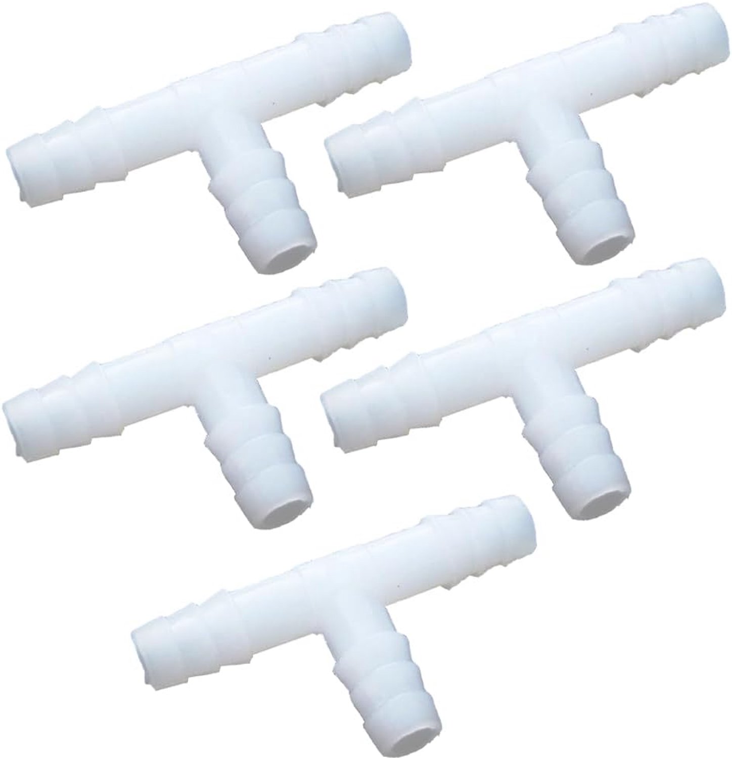 T-pijpverbinding, gelijke buisadapter, kunststof gegolfde irrigatieconnectoren voor tuin, aquarium, aquarium, luchtpijp, 5 stuks, 5 mm