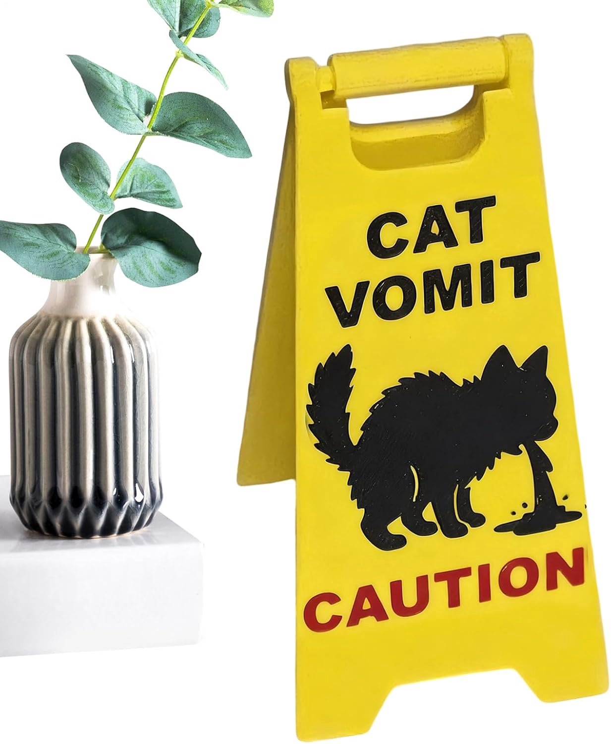 Kattenbord - braakselwaarschuwingsdecoratie, humoristisch dierenalarm met materiaal, decoratief bord voor binnen en buiten, voor tafels, keukens, badkamers, appartementen, parkeerplaatsen en