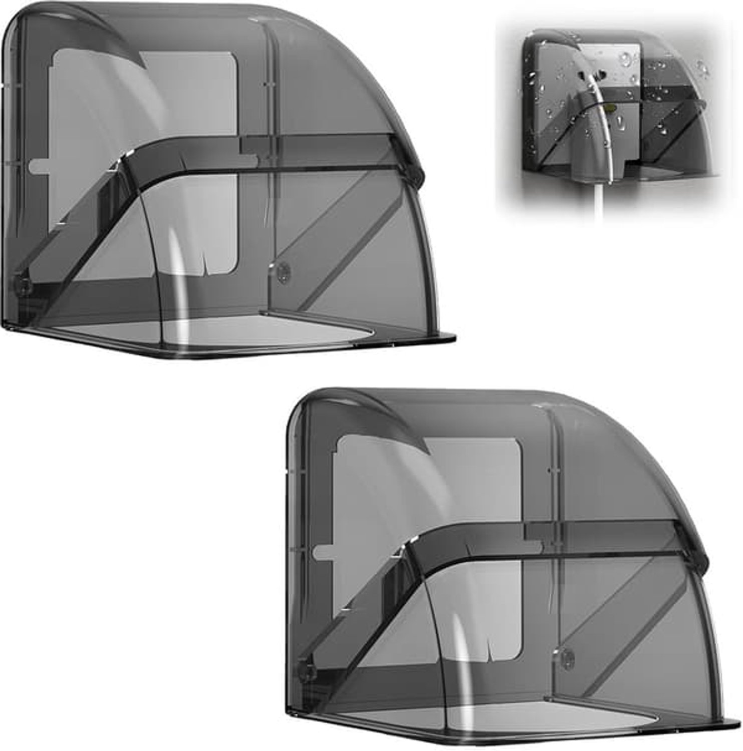 Spatwaterdichte stopcontactafdekking - 2 stuks - Waterdichte beschermdoos - Zelfklevende bescherming voor schakelaar - 110 × 105 × 95 mm - Voor badkamer en buiten - Zwart