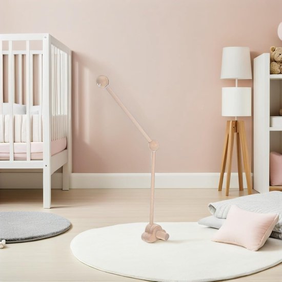 Houten Babybedmobielhouder Universele Wiegarm voor Bedbel Wiegdecoratie Beige Houten Mobiele Standaard voor Babykamer — afbeelding 5