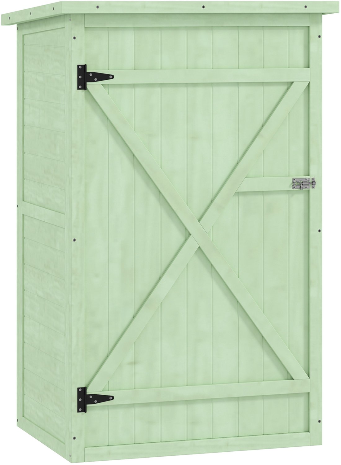 Sunona Tuinkast - Van dennenhout - Met 2 legplanken en afsluitbare deur - 75 x 56 x 115 cm - Groen