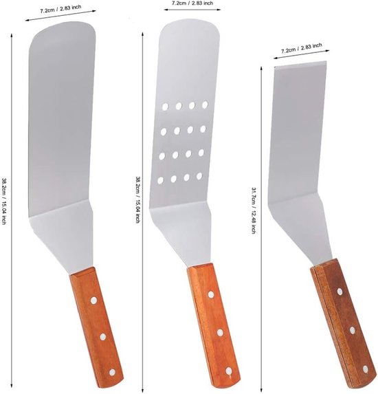 Kookspatel set, 3 stuks, anti-aanbaklaag antislip spatels voor Tamagoyaki, pizza, biefstuk, groen en oranje, keukengerei, voedselveilig — afbeelding 3
