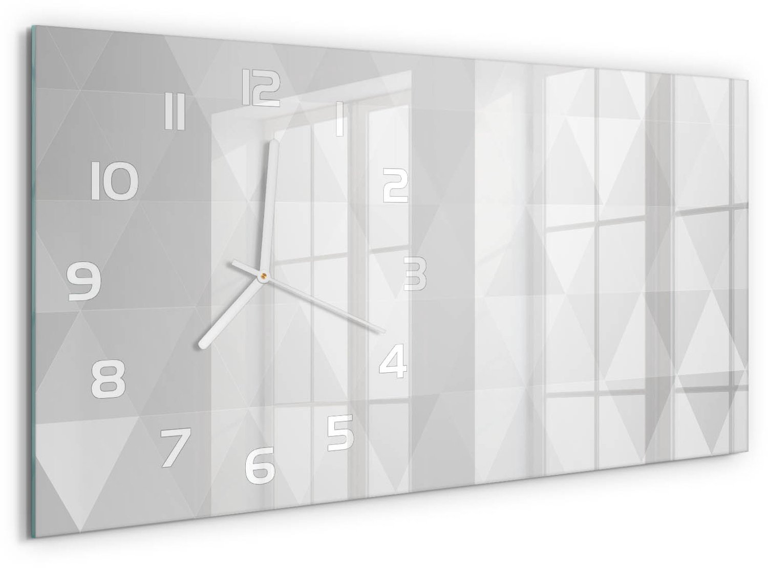 TULUP Wandklok - Abstracte achtergrond Klok Glas Met Opdruk - 60x30 cm - Grijs Moderne Wandklok Glas - Witte handen - Rechthoekige Klok - Decoratieve Glazen Klok - Glazen Wandklok Design