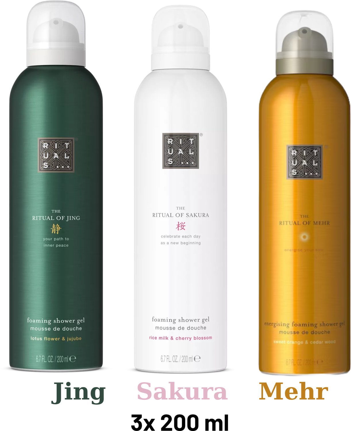 Rituals - Shower Gel Value Pack - Mehr 200 ml + Sakura 200 ml + Jing 200 ml - Douchegel - Shower Foam