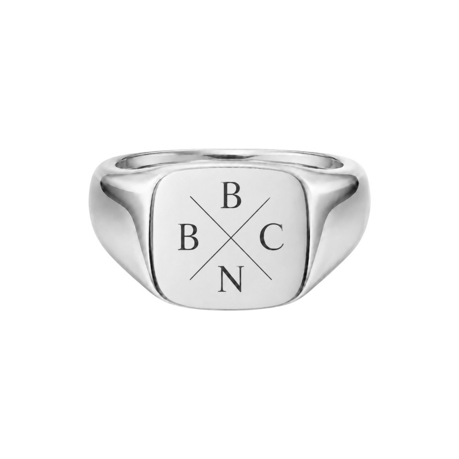 Heren Zegelring Initialen Zilver, USA 9 / NL 19 (60mm)