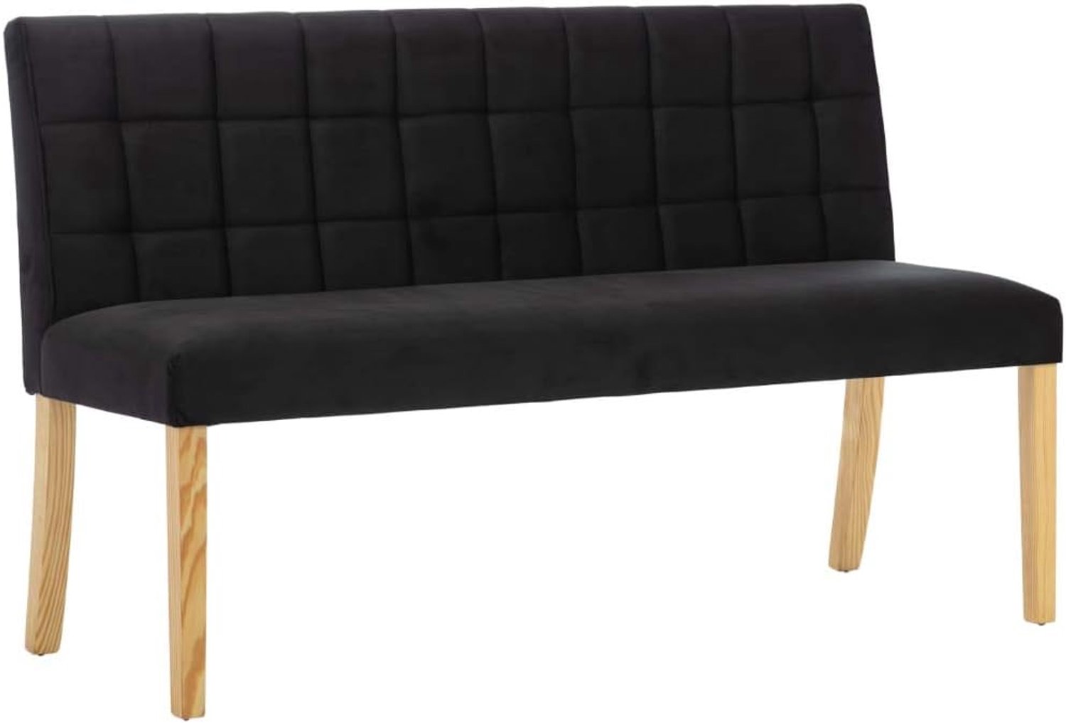 Moderne 2-zitsbank van zwarte stof en hout, 140 cm, Halbankje, Zitbank voor binnen, Hal, Bank voor woonkamer, 2-zits van stof 140 x 56 x 86 cm.