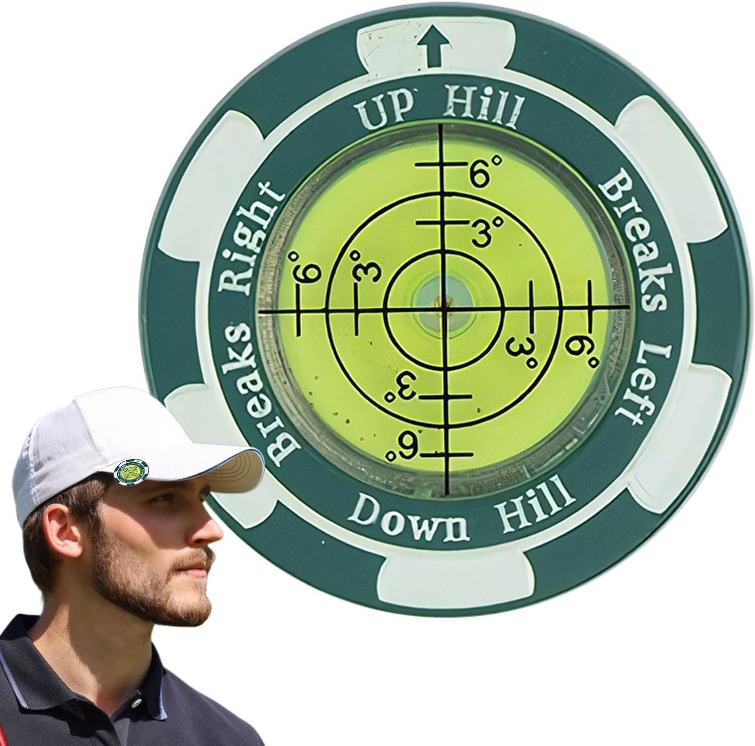 Golfmarkeringen voor het plaatsen van groene golftrainer met horizontale