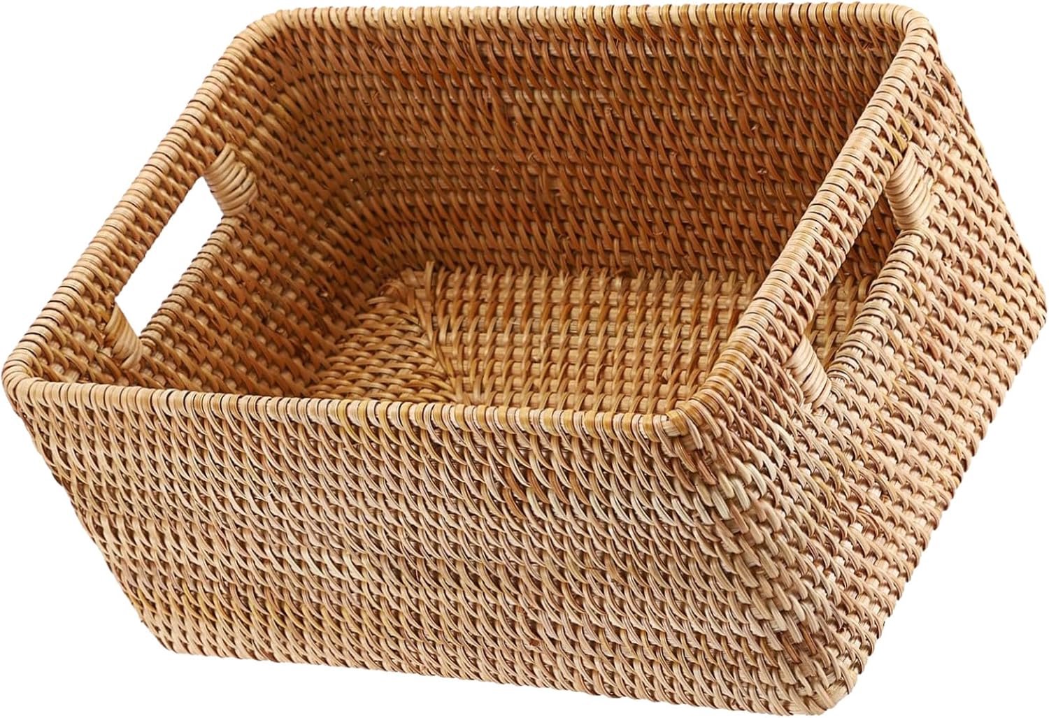 Rattan Opbergmand met Ingebouwd Handvat Veelzijdige Wicker Organizer voor Woonkamer Slaapkamer Geschikt voor Speelgoed Handdoeken Planken