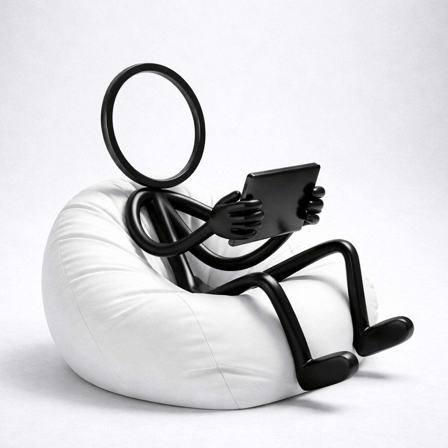 Stickyman Gamer beeldje - witte zitzak - 15 cm