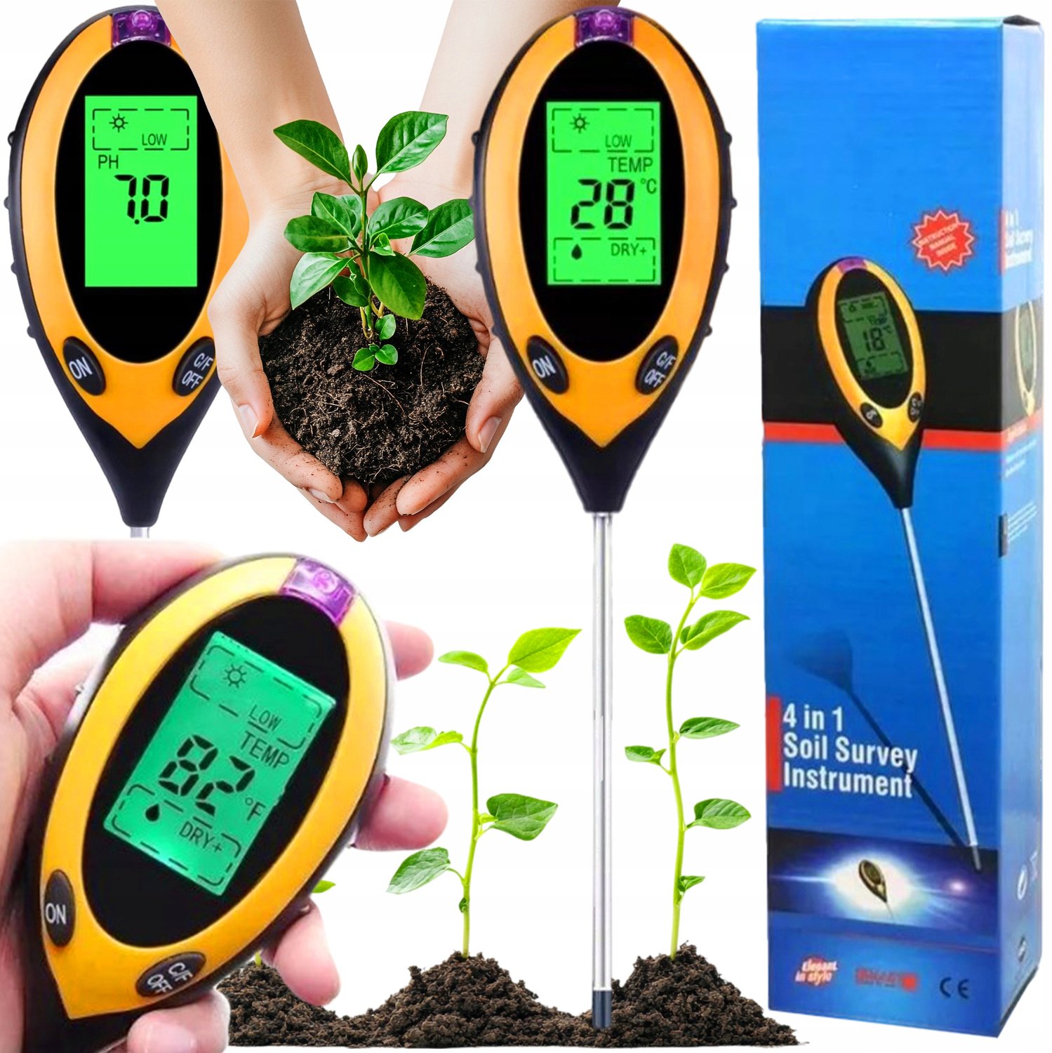 PH Meter Bodemtester Tuin 4-in-1: Vocht, Temperatuur, Licht