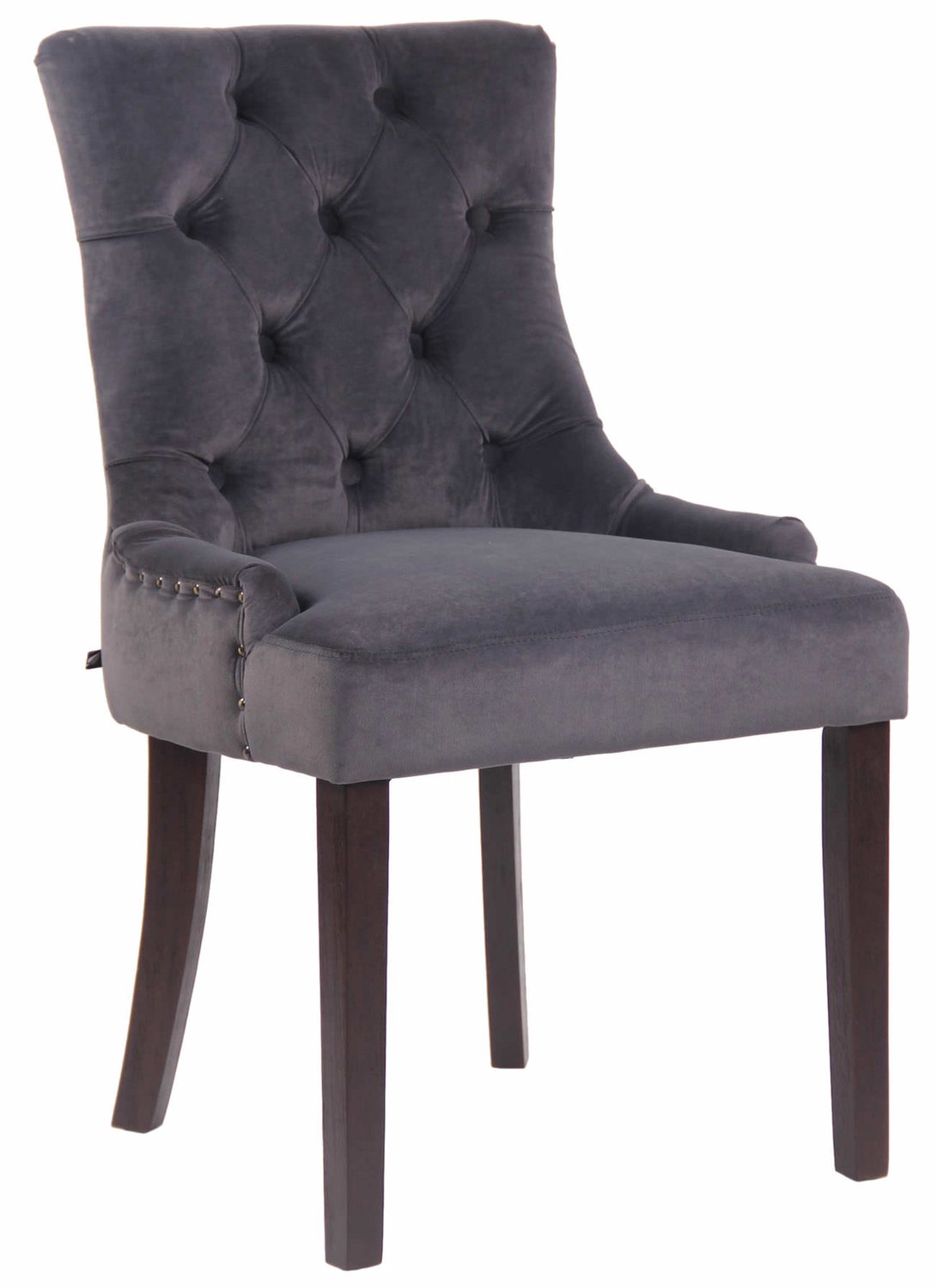 Luxe Comfort Eetkamerstoel - Fluweel - Donkergrijs antiek/donkergrijs