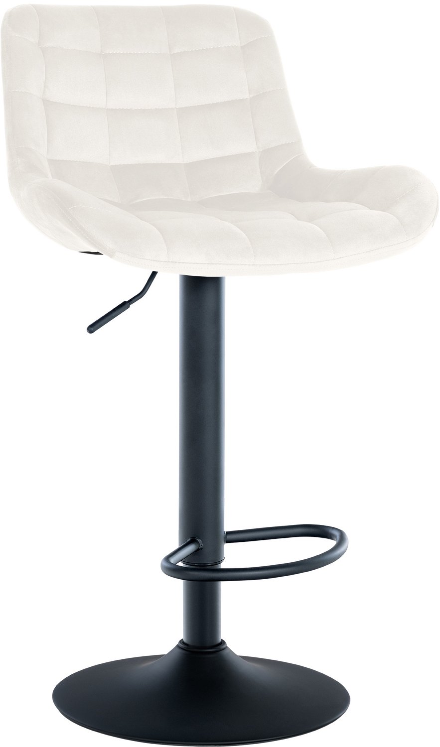Luxe Comfort Barkruk - Verstelbaar - Fluweel - Crème zwart/creme