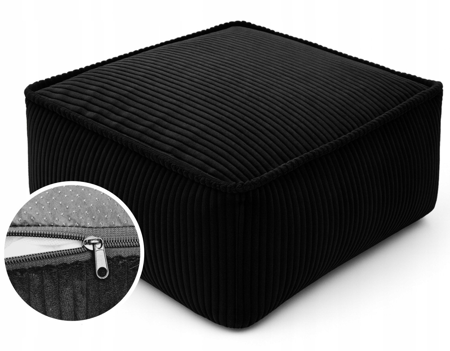 Moderne Zwarte Poef 50x50cm - Comfortabele Voetenbank & Decoratie