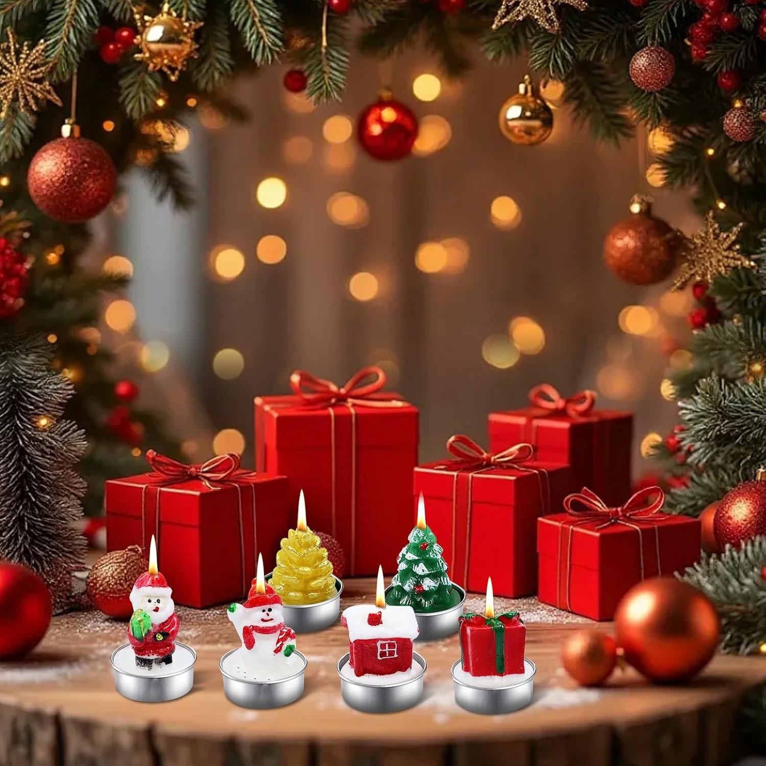 Kersttheelichtjes - Multikleur - 4 x 5 cm - Rookvrij en Ongeparfumeerd - Voor Feestelijke Decoratie