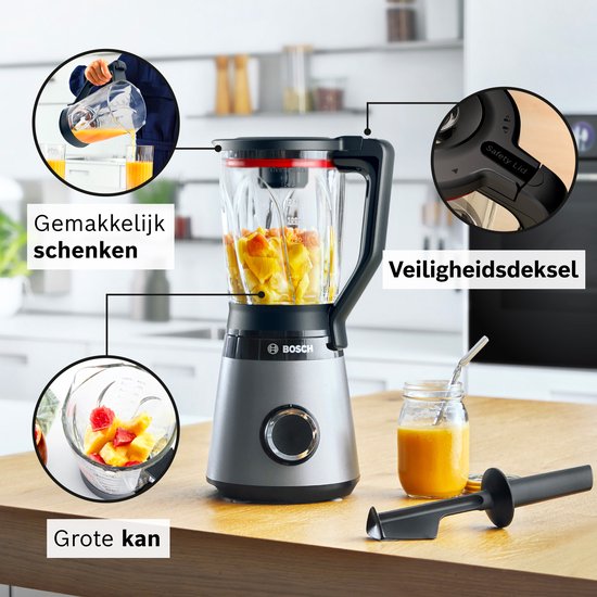 Bosch Serie 4 MMB4192S - Blender - 1,5L - 1200W - 10 jaar motorgarantie - Met veiligheidsdeksel - Zwart / Zilver — afbeelding 2