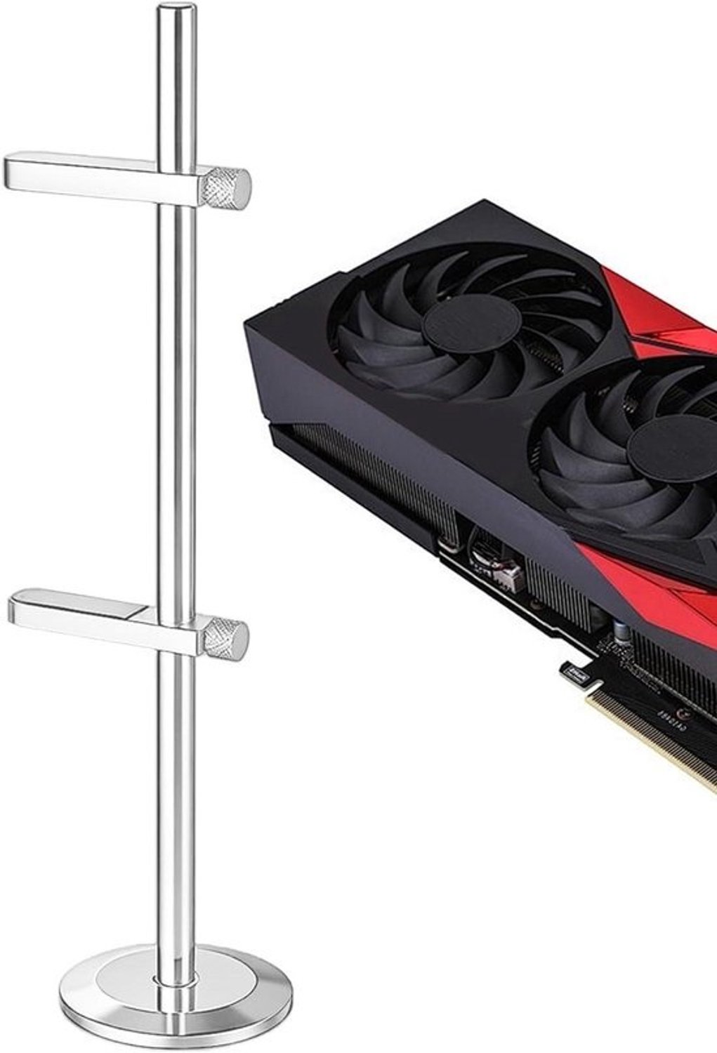 GPU Houder - Videokaart Steun - PC Stabiliseren - Verstelbaar Magnetisch - 5.1x4.8x18.8 cm - Zwart Zilver