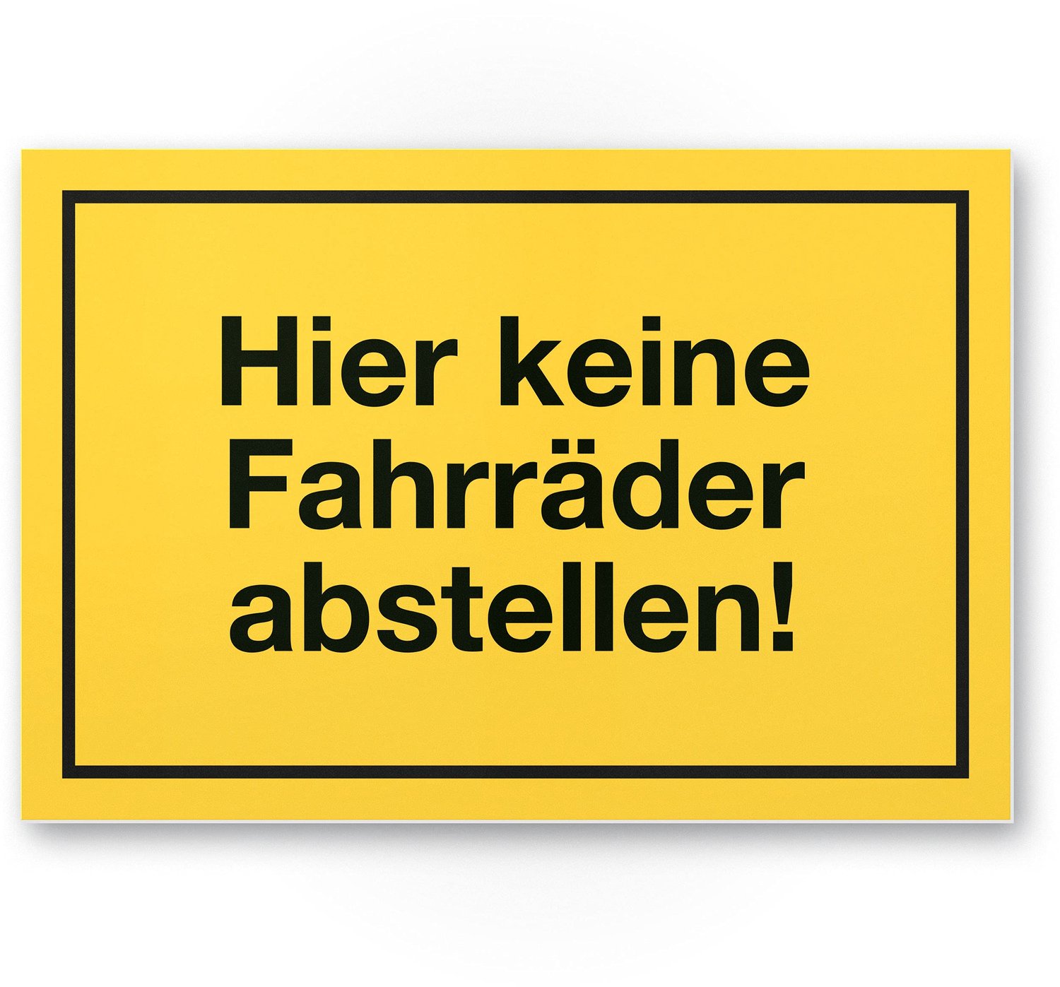 Verbodsbord fietsen plaatsen verboden - geel, 30 x 20 cm - waarschuwingsbord voor huismuur - effectieve waarschuwing - ShopVlot