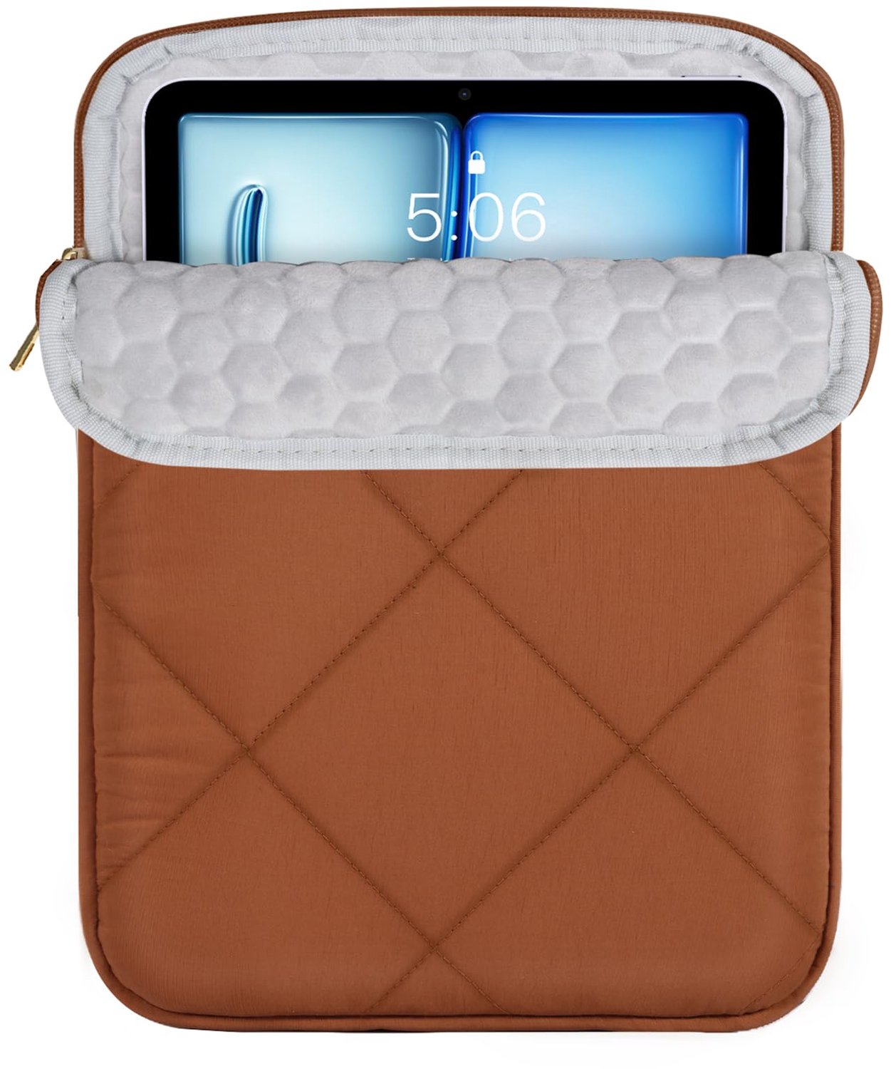 SnelShoppen - Padded Tablet Tas 9-11 Inch voor Vrouwen - Schattige Gevoerde Tablet Bag Latte - Zachte Beschermhoes voor iPad 11" A16, 10e Generatie, A