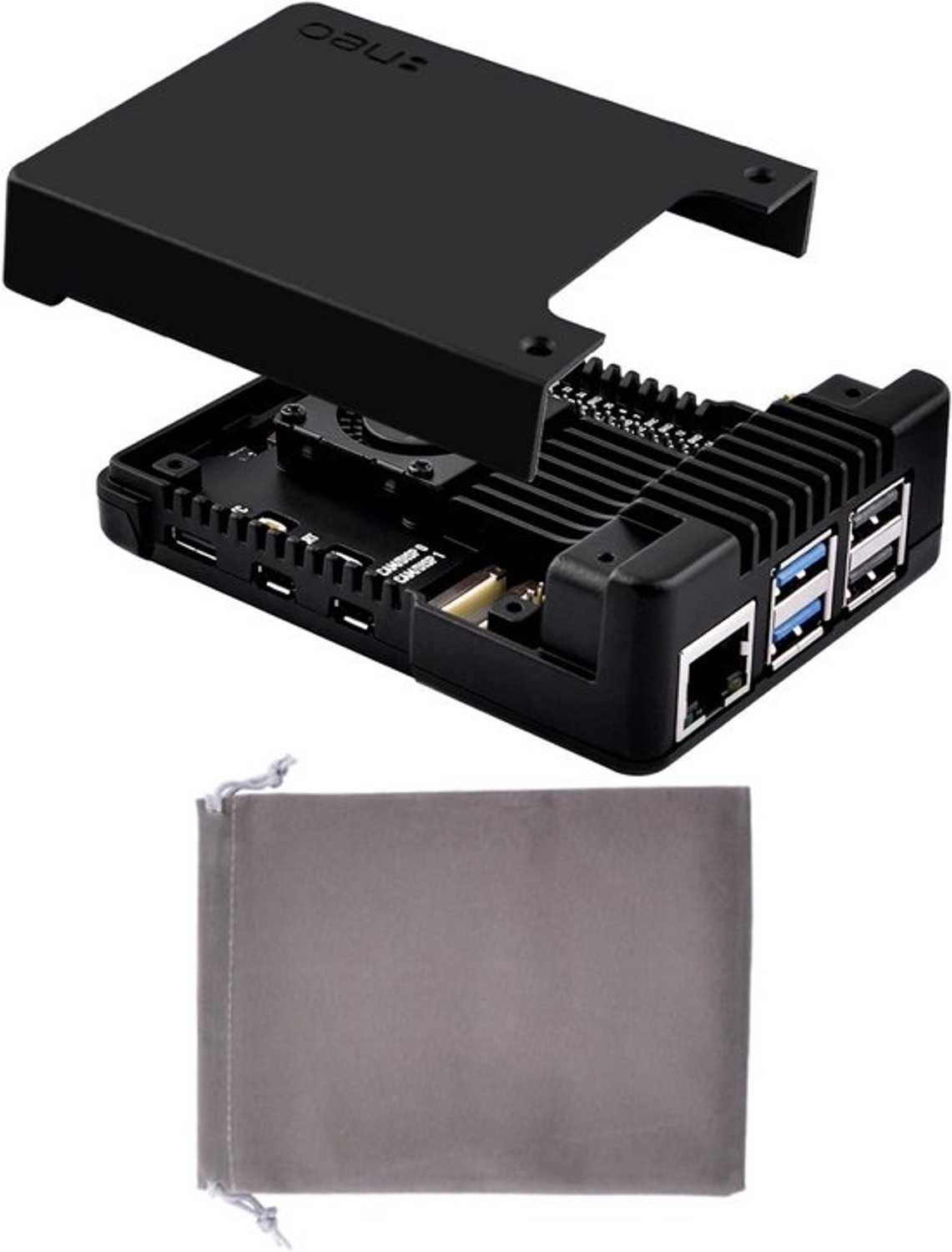 Huis voor Raspberry Pi 5 met Ingebouwde Ventilator en Afneembare Top Cover