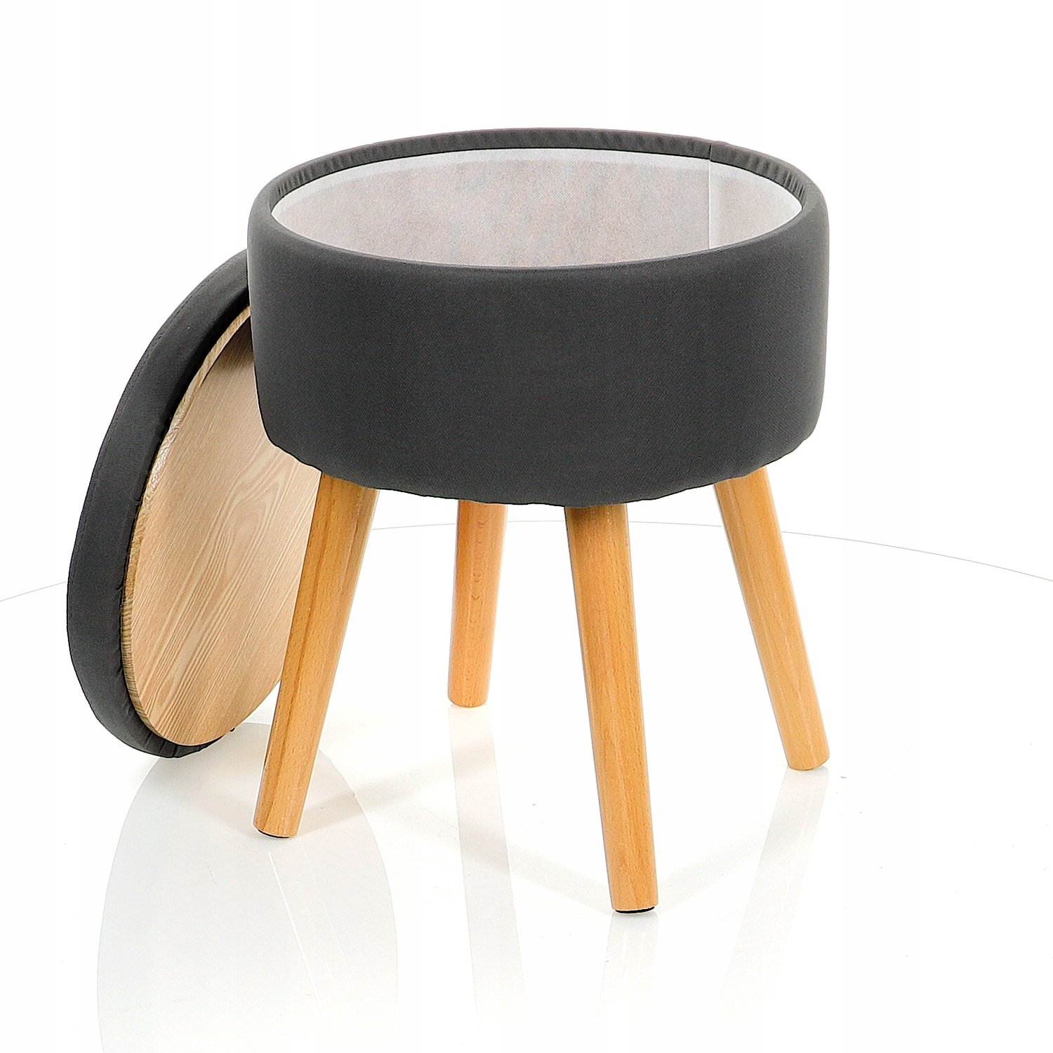 Messa Home Moderne Grijze Ronde Poef met Opbergruimte - Stijlvol Design Grijs