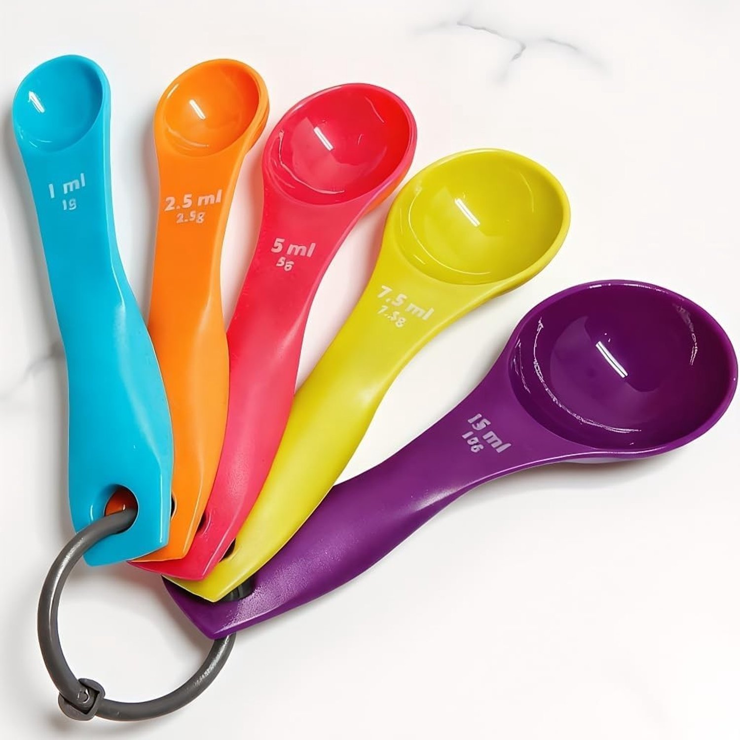Set van 5 Maatlepels - Veelkleurig - Kunststof - Voor Keuken en Bakken