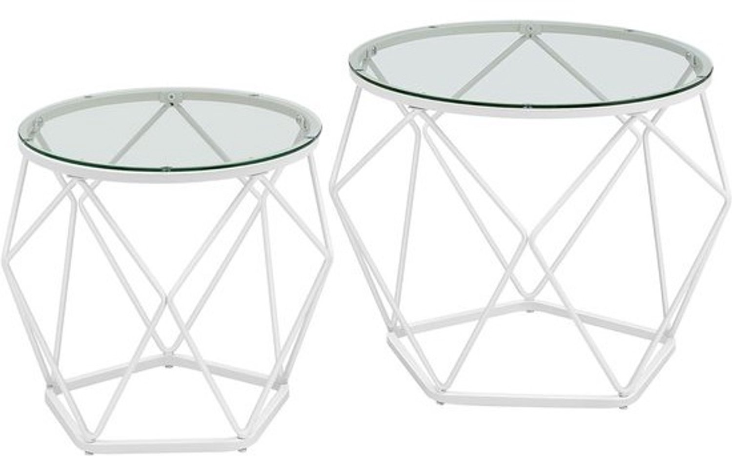Set van 2 bijzettafels - Ronde tafels salontafels - Woonkamer inrichten - Afneembaar blad - 50x40 cm en 40x36 cm