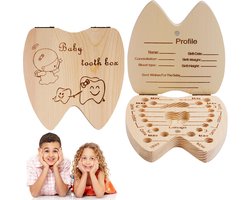 Aolso Tandenfeeëndoos, tandherinneringsdoos, opbergdoos voor tanden en feeën, opbergdoos voor babytanden, houten tandenfeeëndoos om de jeugdherinnerin