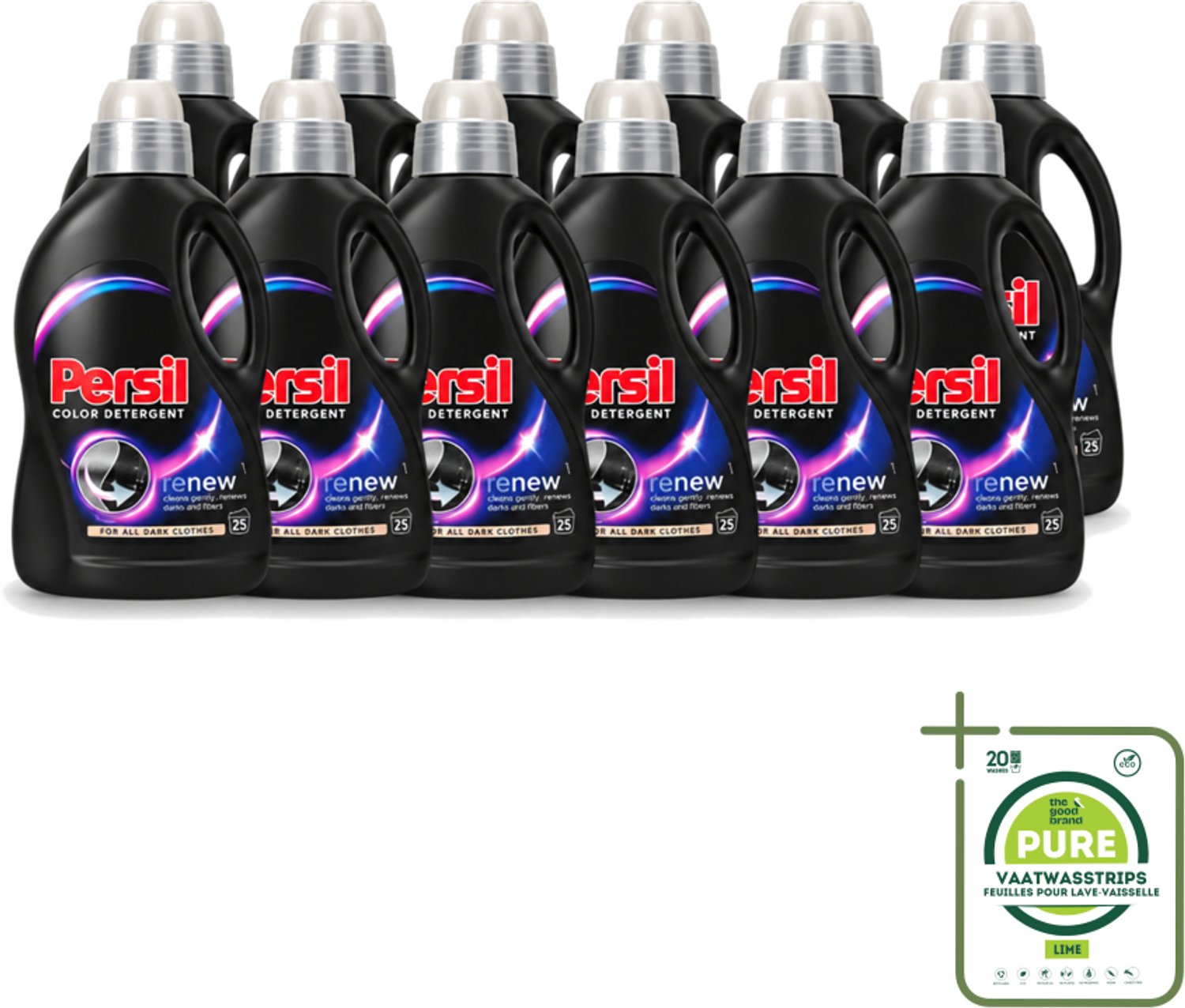 12 x Persil Color Detergent - Vloeibaar Wasmiddel - Donkere Was - 25 Wasbeurten - Grootverpakking - Vaatwasstrips - Donkere Was - Kleurbehoud - Vlekverwijdering - Wasmiddel - Wasbeurten